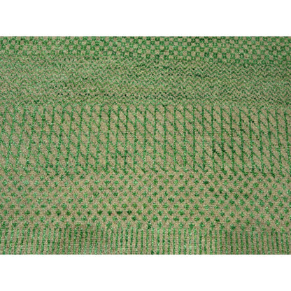 Modern and Contemporary Wool & Silk Hand Knotted Rug Green 8.1x10.3 -O076343