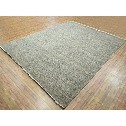 Modern and Contemporary Wool & Silk Hand Knotted Rug Grey 8.0x9.11 -O076345