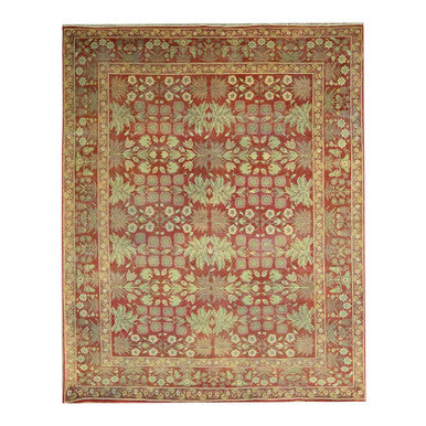 Oushak And Peshawar Wool Hand Knotted Rug Red 8.0x10.2 -O076346
