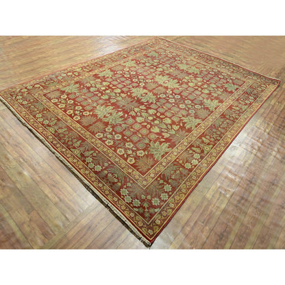 Oushak And Peshawar Wool Hand Knotted Rug Red 8.0x10.2 -O076346