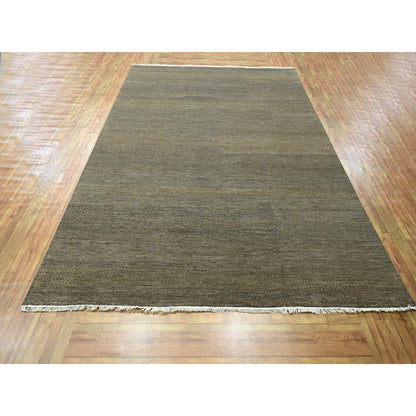 Modern and Contemporary Wool & Silk Hand Knotted Rug Brown 7.10x10.0 -O076347