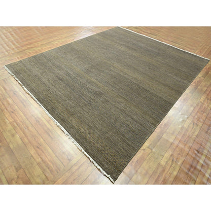 Modern and Contemporary Wool & Silk Hand Knotted Rug Brown 7.10x10.0 -O076347