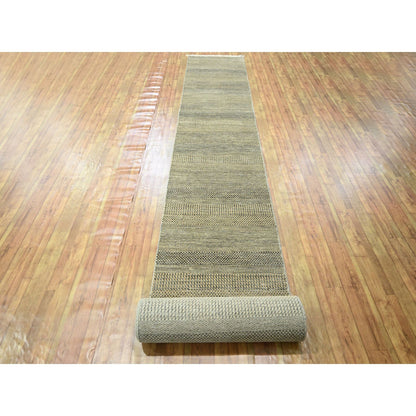 Modern and Contemporary Wool & Silk Hand Knotted Rug Brown 2.6x20.4 -O076348