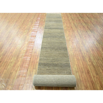 Modern and Contemporary Wool & Silk Hand Knotted Rug Brown 2.7x20.4 -O076349