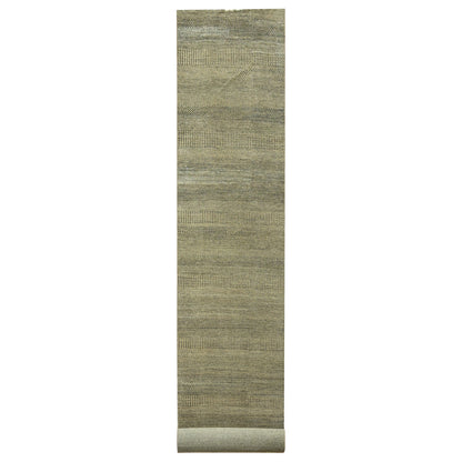 Modern and Contemporary Wool & Silk Hand Knotted Rug Brown 3.0x21.10 -O076350