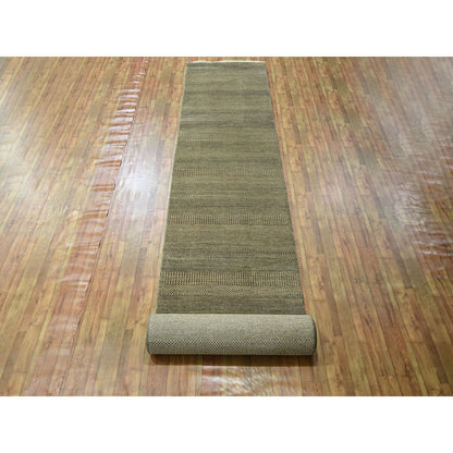 Modern and Contemporary Wool & Silk Hand Knotted Rug Brown 3.0x21.10 -O076350