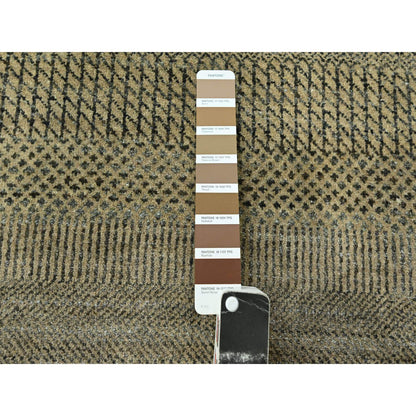 Modern and Contemporary Wool & Silk Hand Knotted Rug Brown 3.0x21.10 -O076350