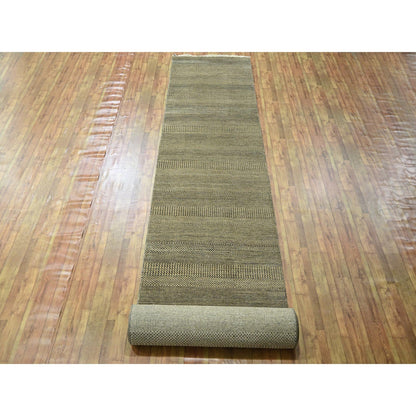 Modern and Contemporary Wool & Silk Hand Knotted Rug Brown 3.0x21.10 -O076351