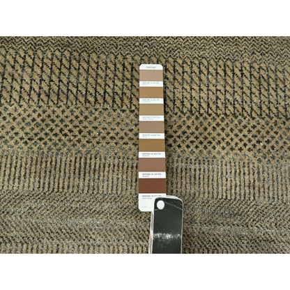 Modern and Contemporary Wool & Silk Hand Knotted Rug Brown 3.0x21.10 -O076351