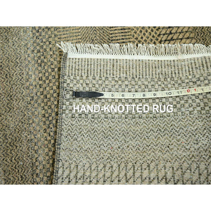 Modern and Contemporary Wool & Silk Hand Knotted Rug Brown 3.0x21.10 -O076351
