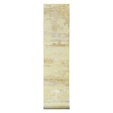 Modern and Contemporary Wool & Silk Hand Knotted Rug Ivory 2.6x19.0 -O076352