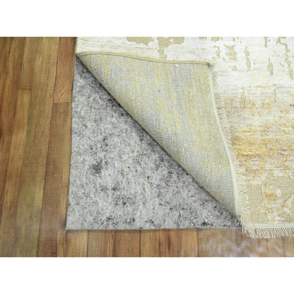Modern and Contemporary Wool & Silk Hand Knotted Rug Ivory 2.6x19.0 -O076352