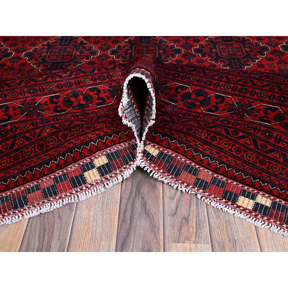 Tribal & Geometric Wool Hand Knotted Rug Red 9.10x12.9 -O0765
