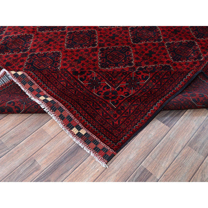 Tribal & Geometric Wool Hand Knotted Rug Red 9.10x12.9 -O0765