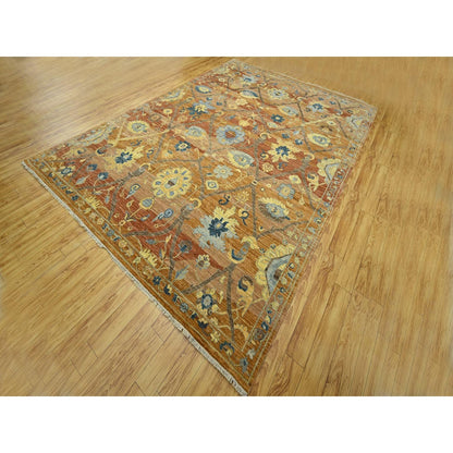 Oushak And Peshawar Wool Hand Knotted Rug Red 8.9x11.11 -O076685