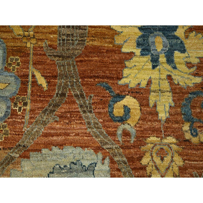 Oushak And Peshawar Wool Hand Knotted Rug Red 8.9x11.11 -O076685