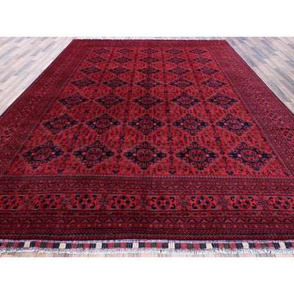 Tribal & Geometric Wool Hand Knotted Rug Red 9.9x12.8 -O0774