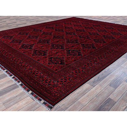 Tribal & Geometric Wool Hand Knotted Rug Red 9.9x12.8 -O0774