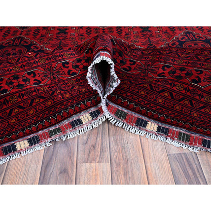 Tribal & Geometric Wool Hand Knotted Rug Red 9.9x12.8 -O0774