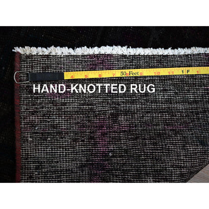 Overdyed & Vintage Wool Hand Knotted Rug Red 2.4x10.0 -O0776