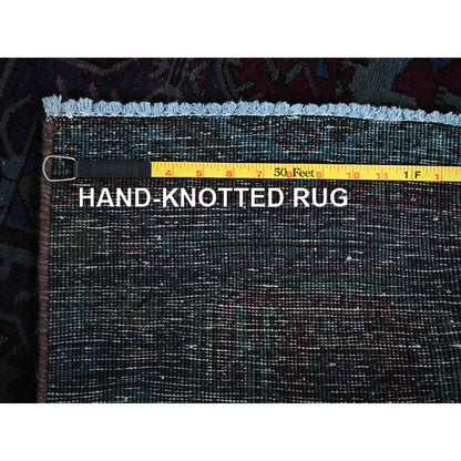 Overdyed & Vintage Wool Hand Knotted Rug Purple 2.11x9.9 -O0778