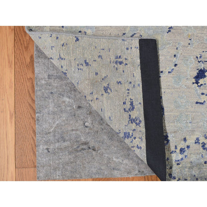 Transitional Wool & Silk Hand Knotted Rug Blue No Border 11.10X14.9 -O078001