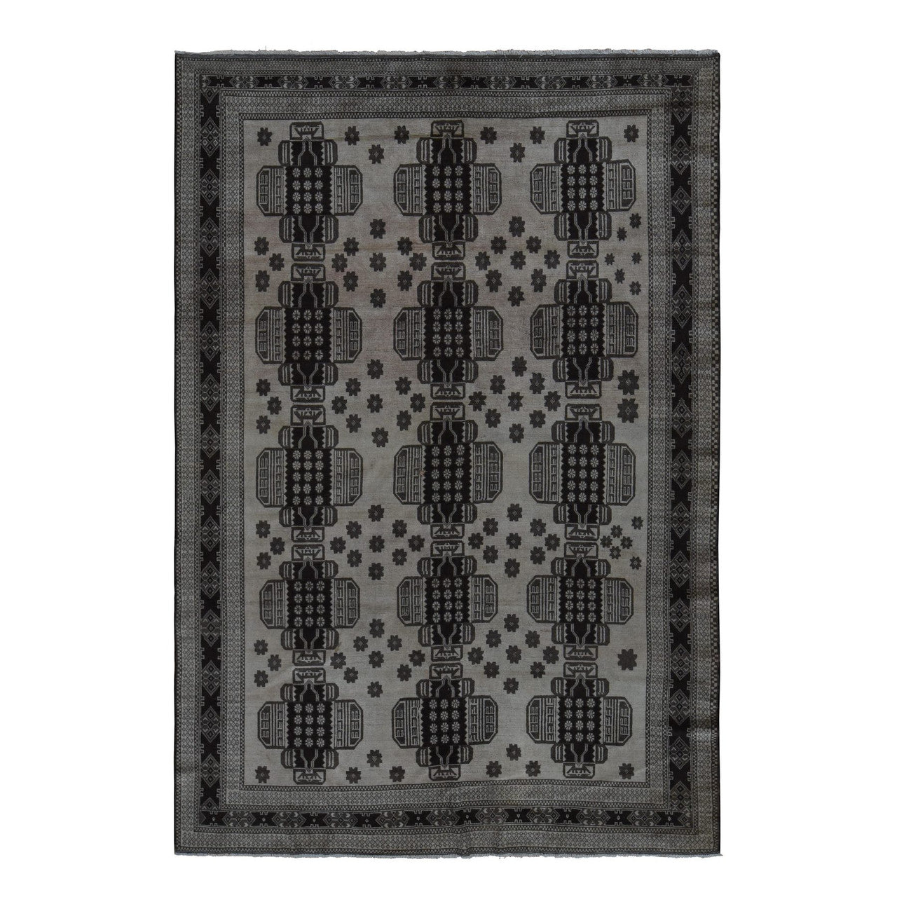 Brown 6'7" x 9'6" Tribal & Geometric Hand knotted Wool Rug - Sku: O078002