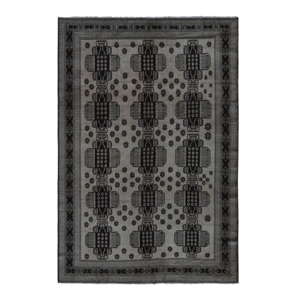 Tribal & Geometric Wool Hand Knotted Rug Brown Brown 6.7X9.6 -O078002