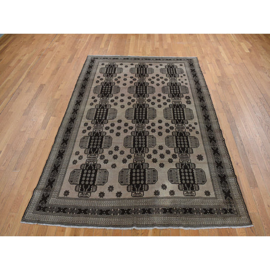 Tribal & Geometric Wool Hand Knotted Rug Brown Brown 6.7X9.6 -O078002