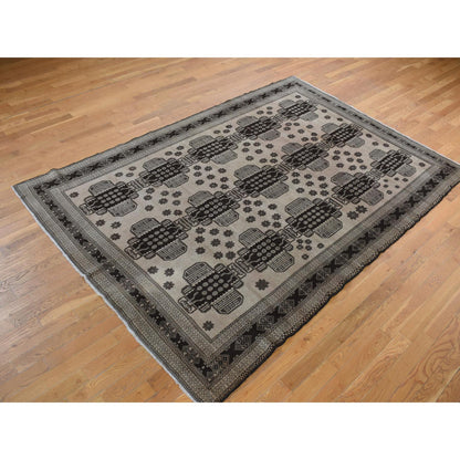 Tribal & Geometric Wool Hand Knotted Rug Brown Brown 6.7X9.6 -O078002