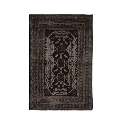 Tribal & Geometric Wool Hand Knotted Rug Brown Brown 4.0X6.8 -O078003