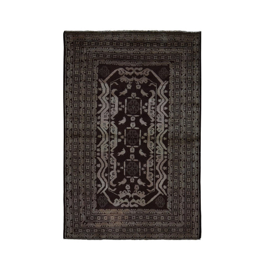 Tribal & Geometric Wool Hand Knotted Rug Brown Brown 4.0X6.8 -O078003