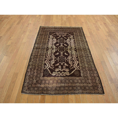 Tribal & Geometric Wool Hand Knotted Rug Brown Brown 4.0X6.8 -O078003