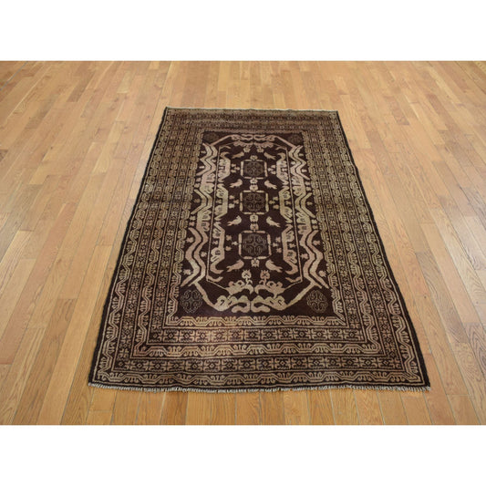 Tribal & Geometric Wool Hand Knotted Rug Brown Brown 4.0X6.8 -O078003