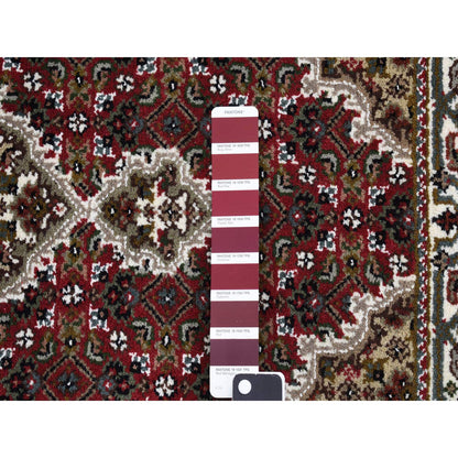 Fine Oriental Wool & Silk Hand Knotted Rug Red White 2.8X8.5 -O078004