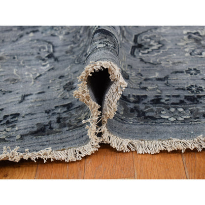 Transitional Wool Hand Knotted Rug Grey Gray 12.1X17.7 -O078008