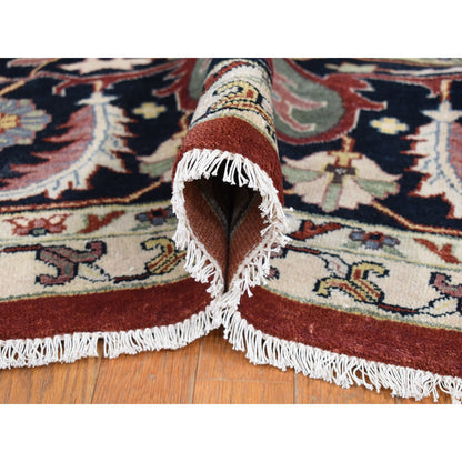 Heriz Wool Hand Knotted Rug Red Blue 11.7X14.10 -O078010