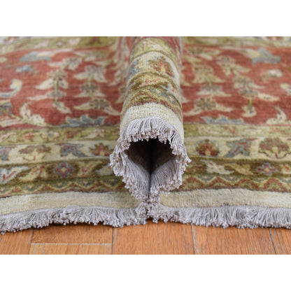 Fine Oriental Wool Hand Knotted Rug Ivory Red 11.5X14.9 -O078011