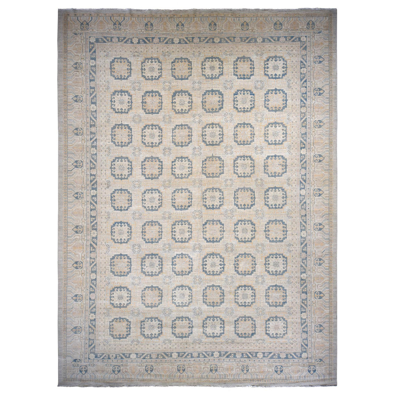 Ivory 13'0" x 17'7" Oushak And Peshawar Hand knotted Wool Rug - Sku: O078012