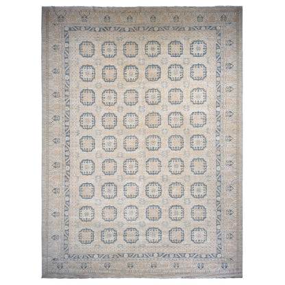 Oushak And Peshawar Wool Hand Knotted Rug Ivory Ivory 13.0X17.7 -O078012