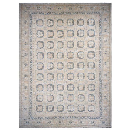 Oushak And Peshawar Wool Hand Knotted Rug Ivory Ivory 13.0X17.7 -O078012