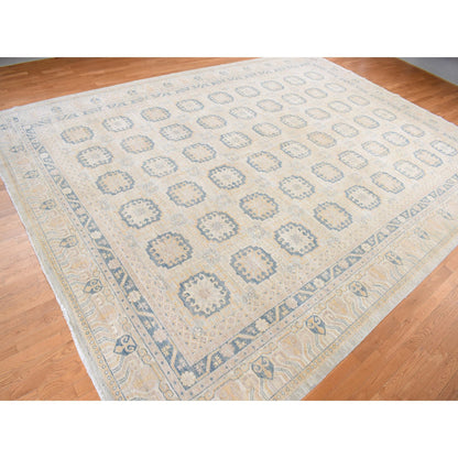 Oushak And Peshawar Wool Hand Knotted Rug Ivory Ivory 13.0X17.7 -O078012