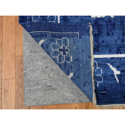 Transitional Wool & Silk Hand Knotted Rug Blue No Border 12.2X18.3 -O078014