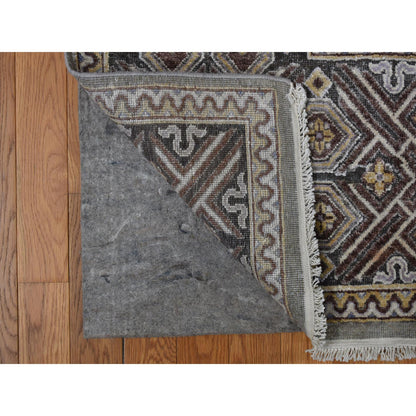 Transitional Wool & Silk Hand Knotted Rug Grey No Border 11.10X18.6 -O078016