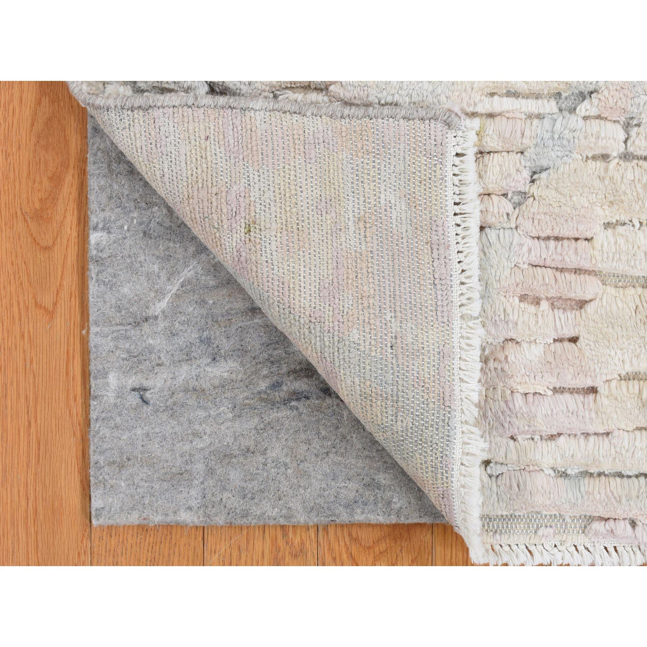 Modern and Contemporary Wool & Pure Silk Hand Knotted Rug Ivory No Border 2.0X2.0 -O078018