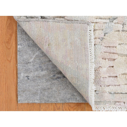Modern and Contemporary Wool & Pure Silk Hand Knotted Rug Ivory No Border 2.0X2.0 -O078018