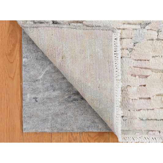 Modern and Contemporary Wool & Pure Silk Hand Knotted Rug Ivory No Border 2.0X2.0 -O078018