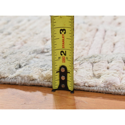 Modern and Contemporary Wool & Pure Silk Hand Knotted Rug Ivory No Border 2.0X2.0 -O078018