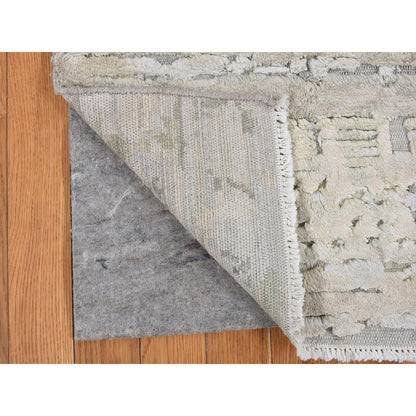 Modern and Contemporary Wool & Pure Silk Hand Knotted Rug Ivory No Border 2.0X2.0 -O078020