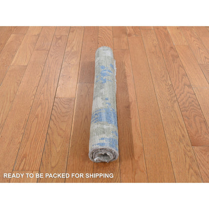 Modern and Contemporary Wool & Pure Silk Hand Knotted Rug Ivory No Border 2.0X2.0 -O078020